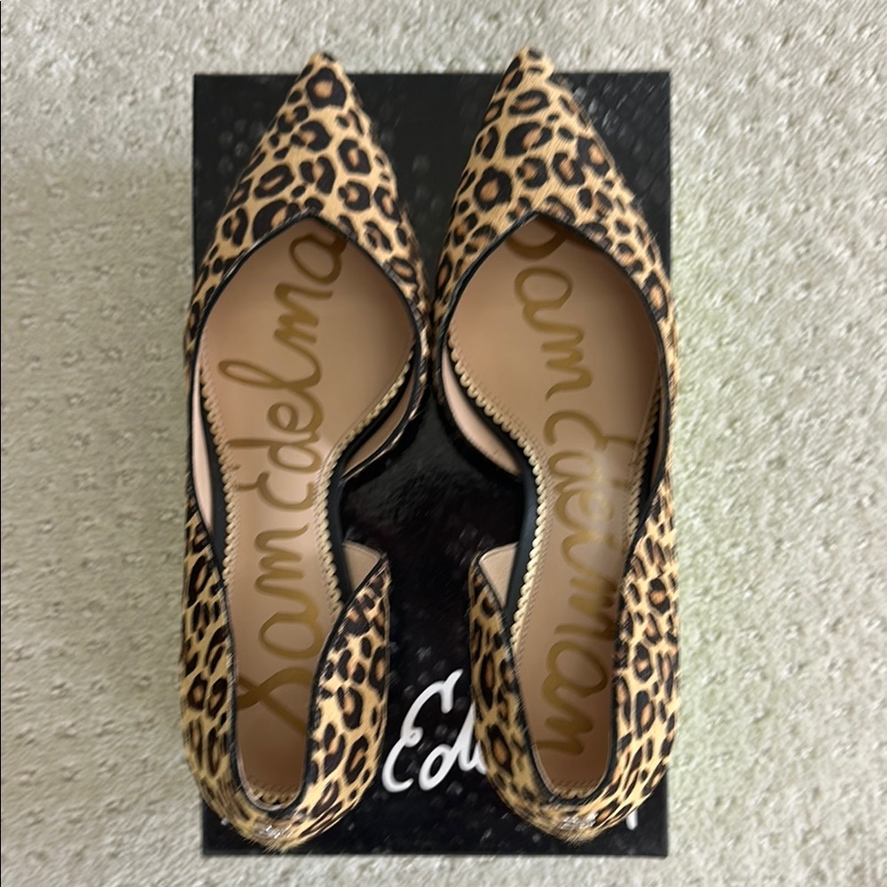 9.5 STUNNING Sam Edelman Brown and Black Heels with LEOPARD PRINT Design